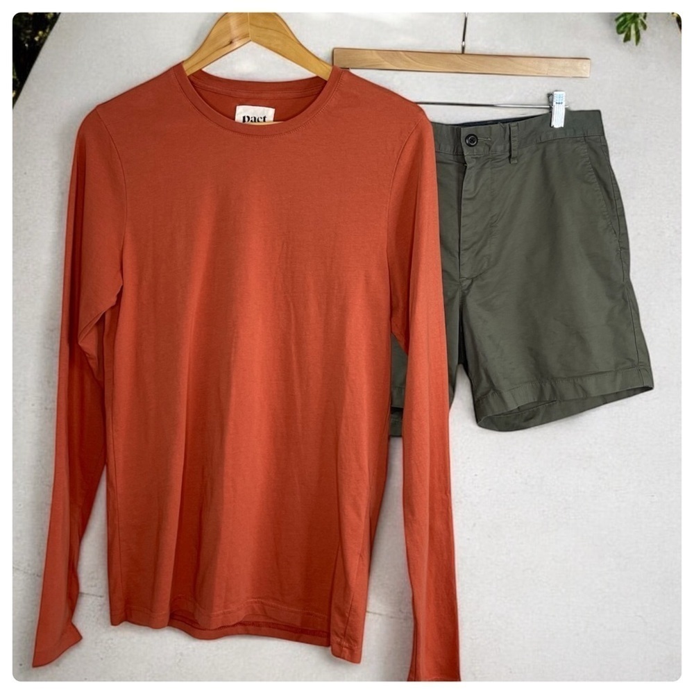 Pact Long Sleeve Orange Cotton T shirt Small